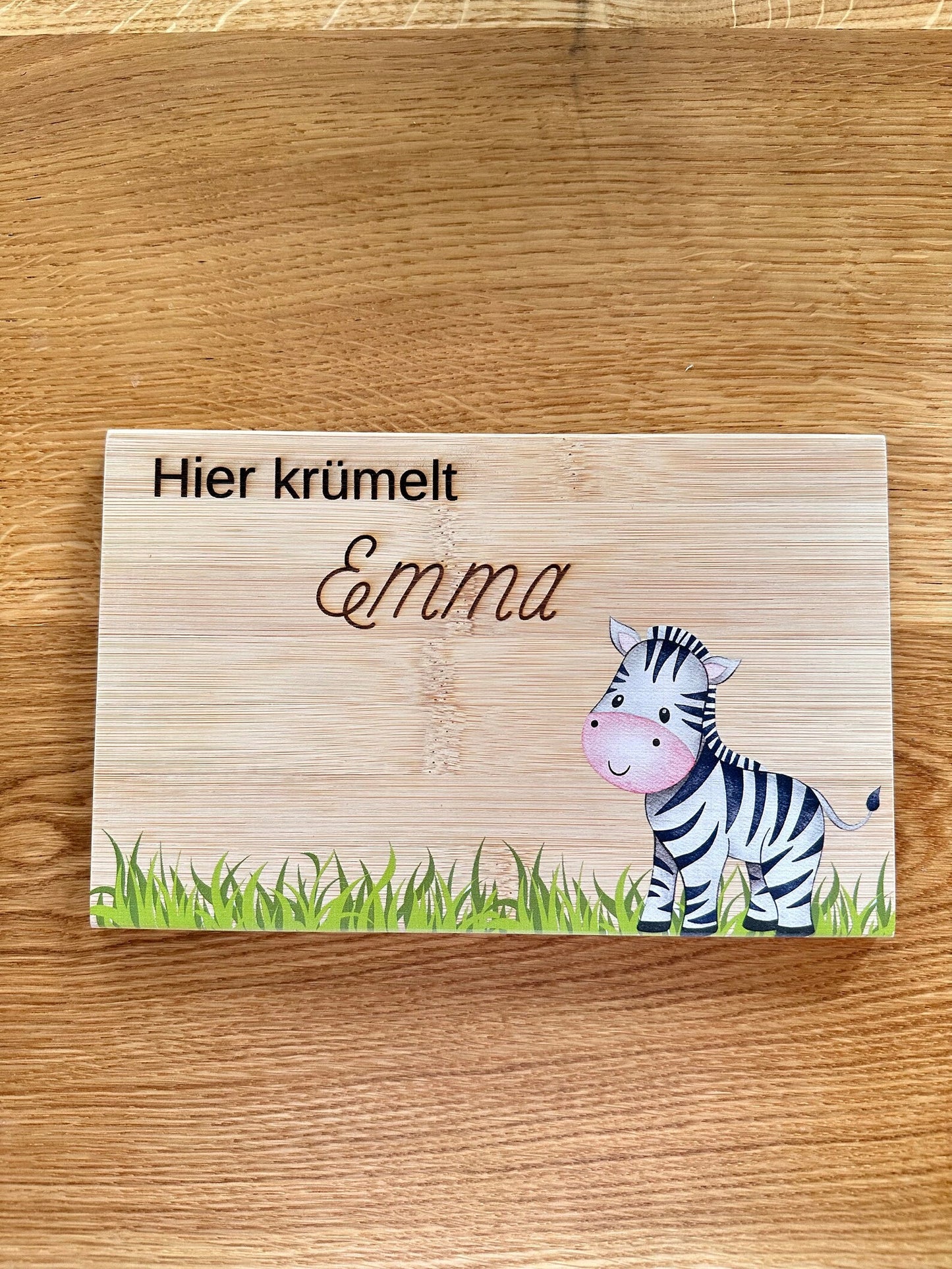 Personalisiertes Frühstücksbrettchen, Bambusholz, Zebra