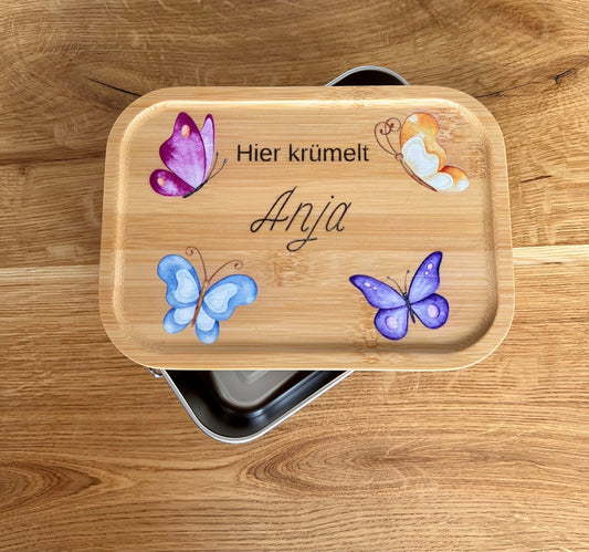 Personalisierte Brotbox Schmetterlinge