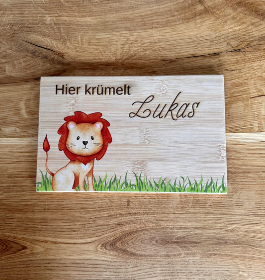 Personalisiertes Frühstücksbrettchen Bambusholz, Löwe